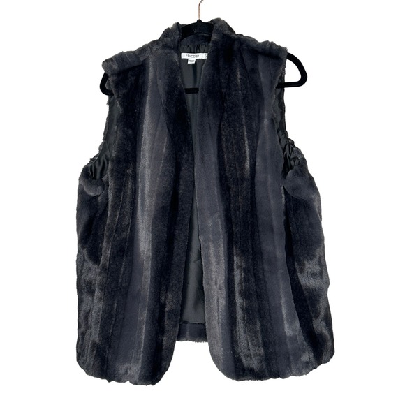 Chico's Jackets & Blazers - Chico's Faux Fur Vest Sleeveless Gray Open Front Size 2 (Large) Layering